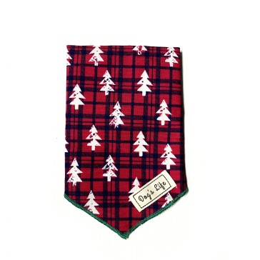 Dog's Life Plaid N Trees Christmas Bandana - Red