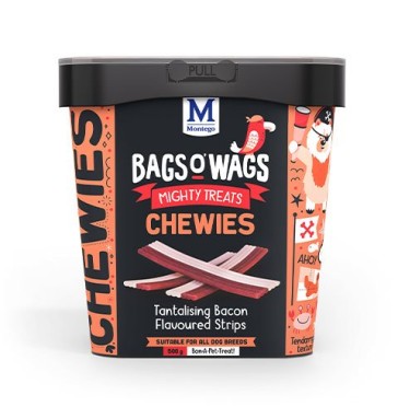 Montego Bags O Wags Tantalising Bacon Chewies Tubs Dog Treats