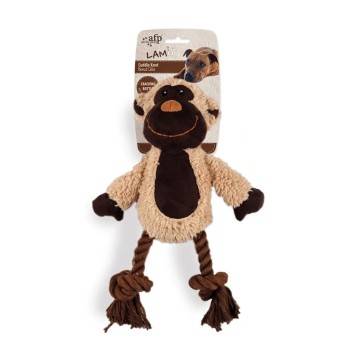 All for Paws Lambswool Cuddle Knotted Rope Brown Plush Dog Toy