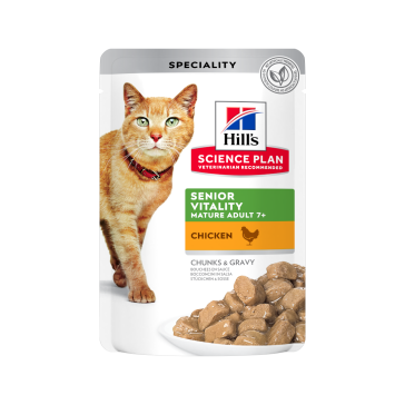 Hill's Science Plan Senior Vitality Chicken Cat Wet Food Pouches - 12x85g