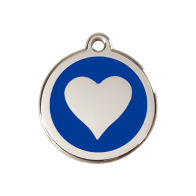 Red Dingo Personalised Stainless Steel Enamel Pet ID Tag - Navy Heart
