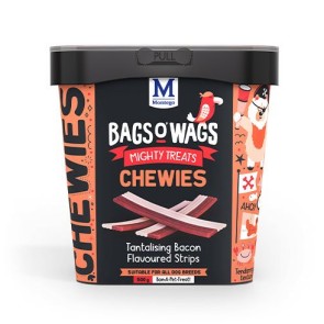 Montego Bags O Wags Tantalising Bacon Chewies Tubs Dog Treats
