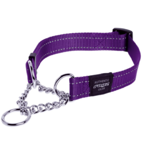 Rogz Utility Obedience Half-Check Dog Collar-Purple